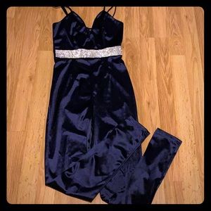 Blue bedazzled one piece